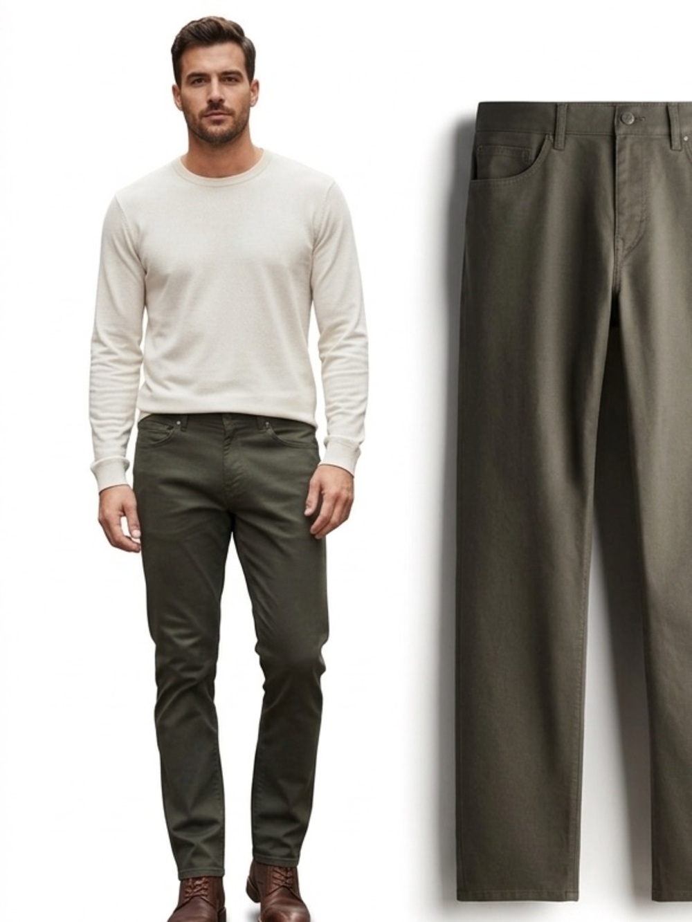 Men's H&M Slim-Fit Olive Green Chinos NWT - US Waist 38